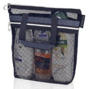 Mesh Shower Caddy Quick Dry Tote Bag with Zipper and Pocket